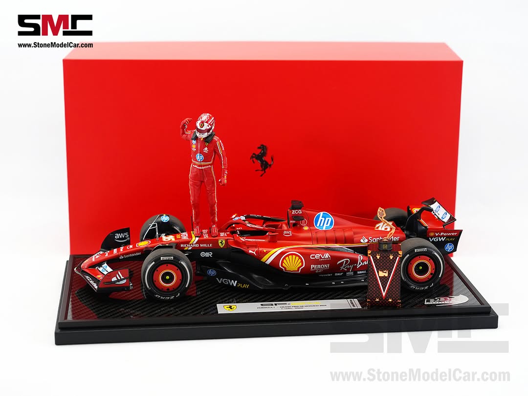 BBR has released the first images of it's limited edition Charles Leclerc #MonacoGP victory in 1:18 with figurine, trophy and trophy box.