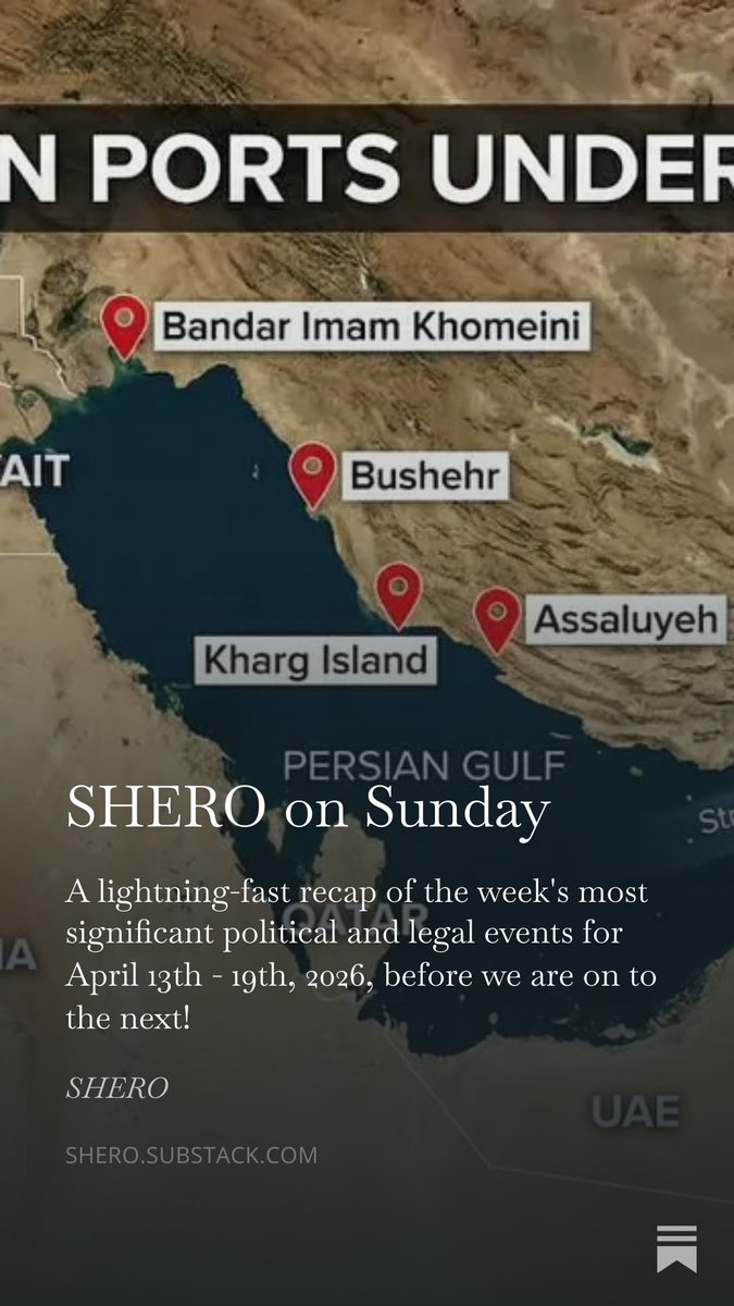 This week's events were overwhelming, so be sure to read my Sunday Recap, which covers all of the most salient political and legal issues before we are on to the next week. shero.substack.com/p/shero-on-sun…