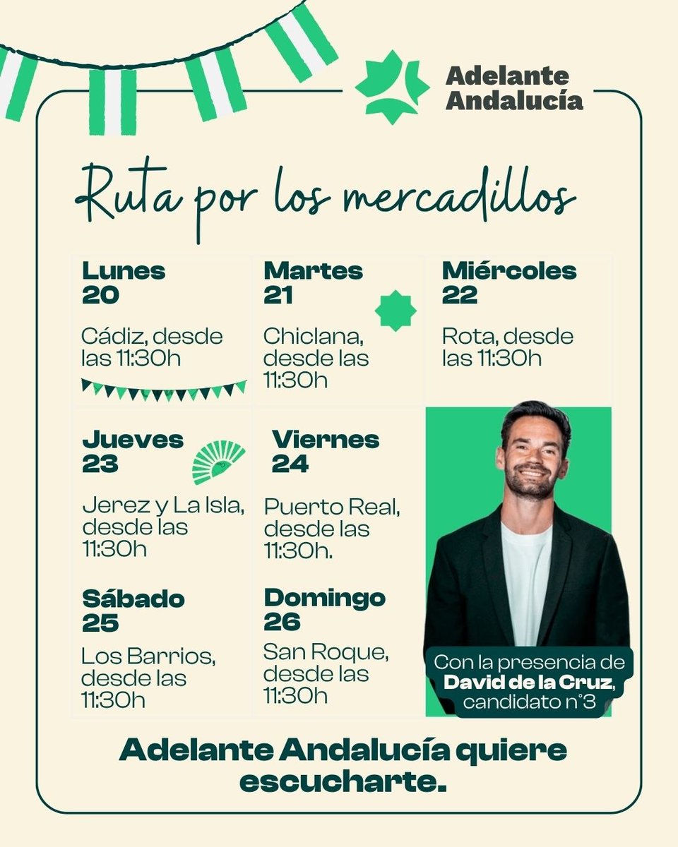 🔥 Nos preparamos para una nueva semana. Con valentía y alegría, llevando el andalucismo de izquierdas a lo largo y ancho de nuestra provincia. ¡Queremos escucharte! 👂🏼🦻🏽💚

#andalucismo #AdelanteAndalucía #izquierdasoberanista #cadiz