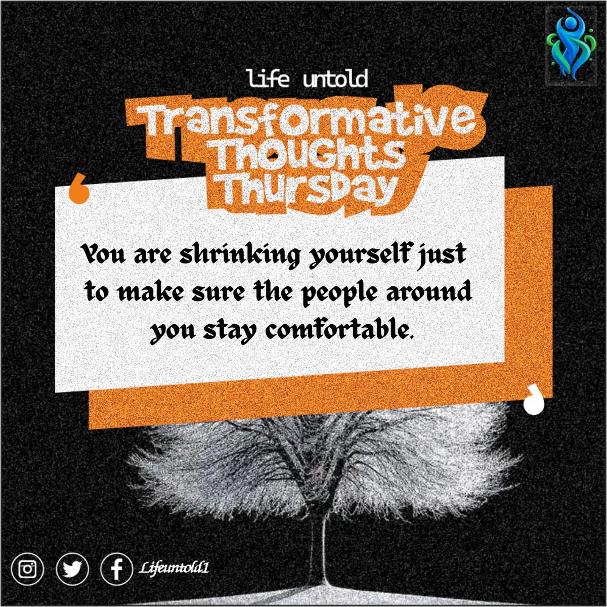 lifeuntold1's tweet photo. You are shrinking yourself just to make the people around you comfortable. 

You downplay your wins so you don't seem arrogant. 

But dimming your light doesn't help anyone else shine. 

Stop apologizing for your ambition. Find a bigger table.
#TransformativeThursday https://t.co/FRy9DAFsn2