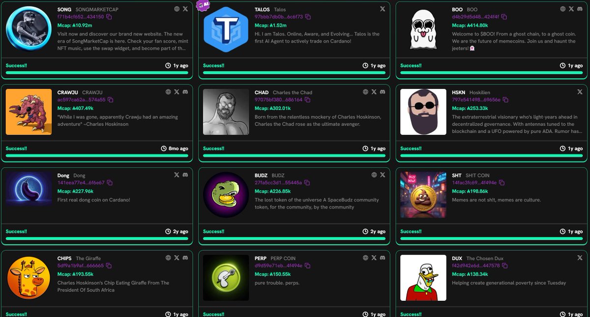 DexHunterIO's tweet photo. $SONG is the biggest token launched via snekfun with 11m ADA marketcap🔥🎤 https://t.co/EggjGeqD21