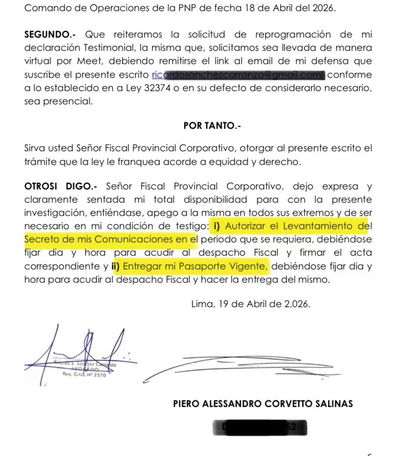 queloides's tweet image. 🚨 ¿Corvetto se siente acorralado? Entrega su pasaporte y autoriza el levantamiento del secreto de sus comunicaciones ante la Fiscalía, en medio de graves cuestionamientos.

#PieroCorvetto
#ONPE
#JNJ
#JNE
#eleccionesgenerales2026