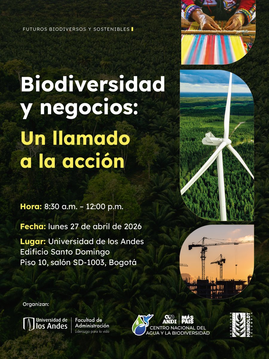 inst_humboldt's tweet photo. Les invitamos al evento «Biodiversidad y Negocios: un llamado a la acción» 🌿
¿Cómo integrar la biodiversidad en las estrategias, operaciones, cadenas de valor y procesos de toma de decisiones de las empresas?

Agenda: https://t.co/A7ljPEC5Id

✍️ Registro: https://t.co/XMU49nin9h https://t.co/pXkyTFCZIv