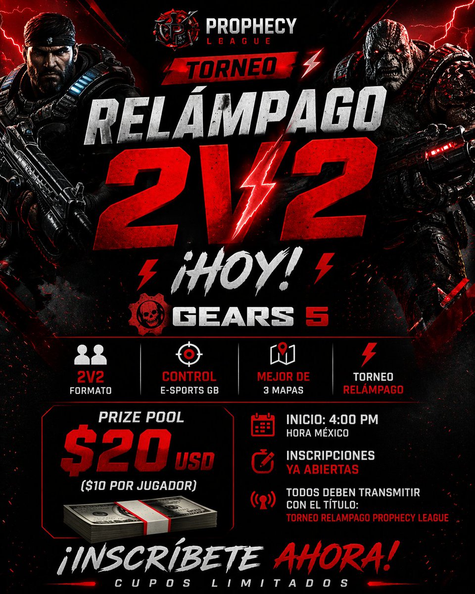 ProfecySports's tweet photo. ⚡ Torneo Relámpago 2v2
Acción rápida, partidas intensas y sin margen de error. Forma tu dúo, entra y compite en el momento. Solo los mejores se adaptan y dominan. 🔥
Registrate en https://t.co/TM2SybcZEs 
Inicia hoy a las 5pm https://t.co/0ix5mPTgVI