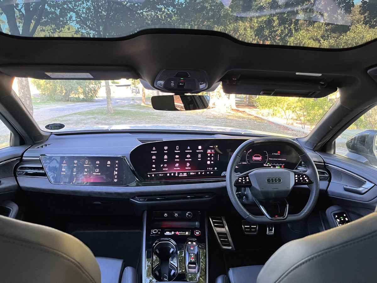 AutoTraderSA's tweet photo. The @audisouthafrica #A5 Sedan Black Edition: a luxury road-tripper with a ChatGPT-enhanced cabin, stellar sound, and a dedicated "passenger princess" screen 👑 

At R1,165,800, it’s a tech-heavy deal—until you hit the options list. 📉 Would you dare to drive a sedan? https://t.co/GtiRNYIUdW