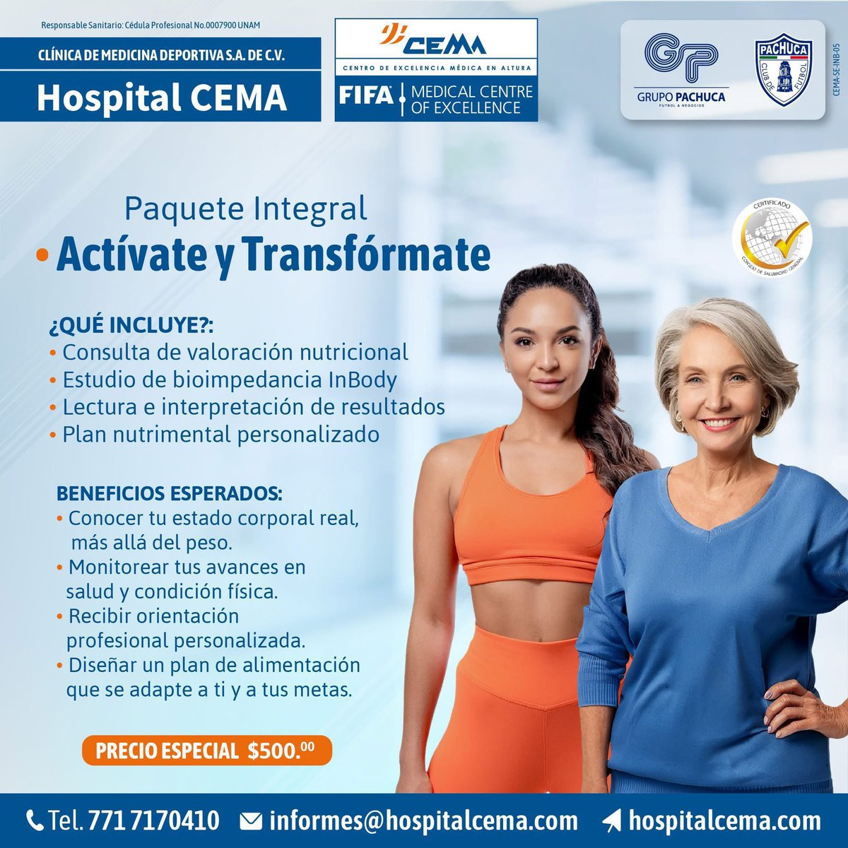 ¿Hace cuánto no te haces un chequeo completo?
¡No esperes a que algo duela para cuidar tu salud! 🛑🩺

PRECIO ESPECIAL por tiempo limitado. 🔥

📲 Agenda tu cita por mensaje o llámanos al 7717170410.

#SaludIntegral #CuidadoMédico #HospitalCEMA #PaqueteIntegral #ChequeoTotal