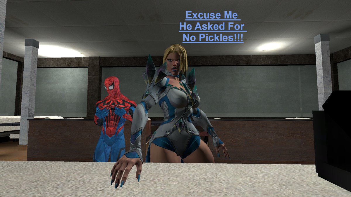 TheDok1998's tweet photo. He Asked For No Pickles #Marvel #MarvelRivals #SpiderMan #EmmaFrost #diamondweb #gmod #garrymod https://t.co/nFM1EQoTE9