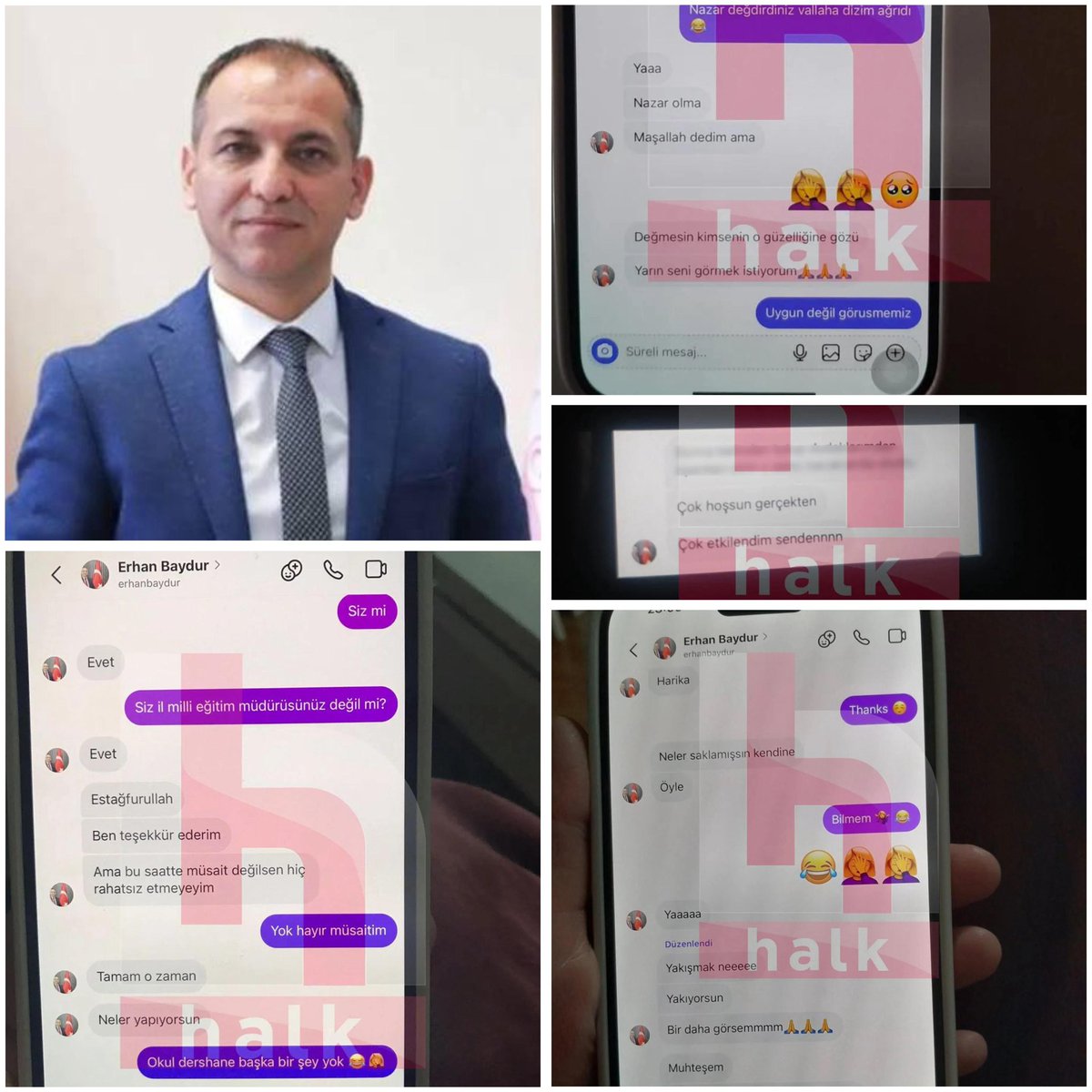 yirmiucderece's tweet image. Okul saldırısının ardından görevden alınan Kahramanmaraş Milli Eğitim Müdürü Erhan Baydur’un bir kadın öğretmene attığı taciz mesajları ortaya çıktı:

• Çok hoşsun gerçekten

• Çok etkilendim senden

• Yakıyorsun bir daha görsem