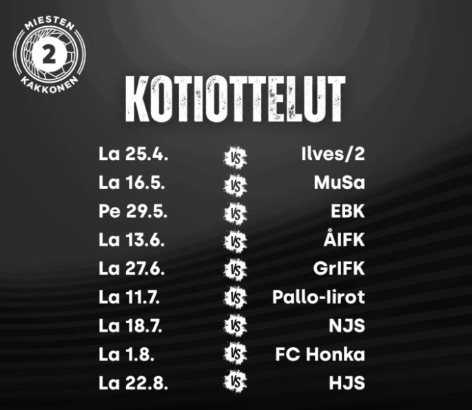 EPSFootball's tweet photo. Miesten ja Naisten #Kakkonen kotiottelukattaus (perussarjat) 2026.

Miehissä kausi jatkuu joka tapauksessa ainakin ylemmän tai alemman jatkosarjan peleillä.

Naisilla on mahdollisuus jatkaa Kansallisen Ykkösen karsintaan lohkovoitolla tai sijoittumalla parhaaksi lohkokakkoseksi. https://t.co/25fiZKZ9Va