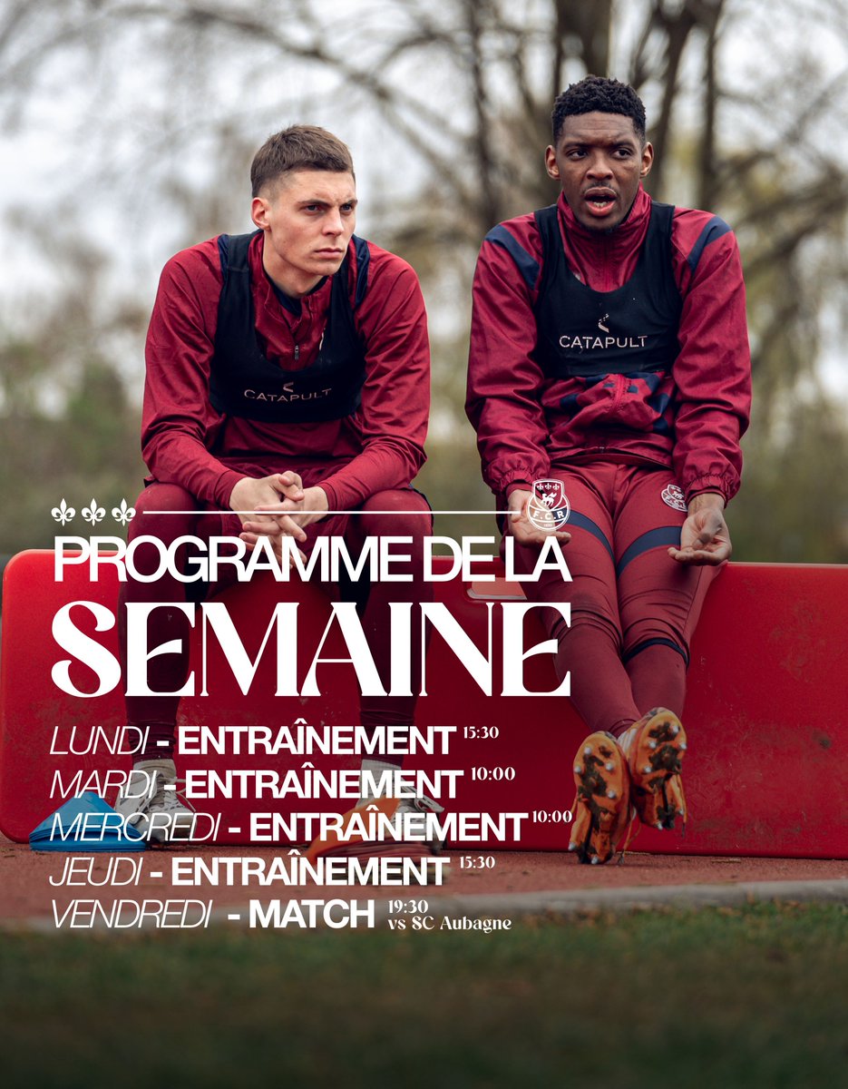 Découvre le programme de la semaine des Diables rouges ! 🔴⚪

🌿L'entraînement lundi est prévu à La Petite Bouverie, le lieu est à déterminer pour les suivants.