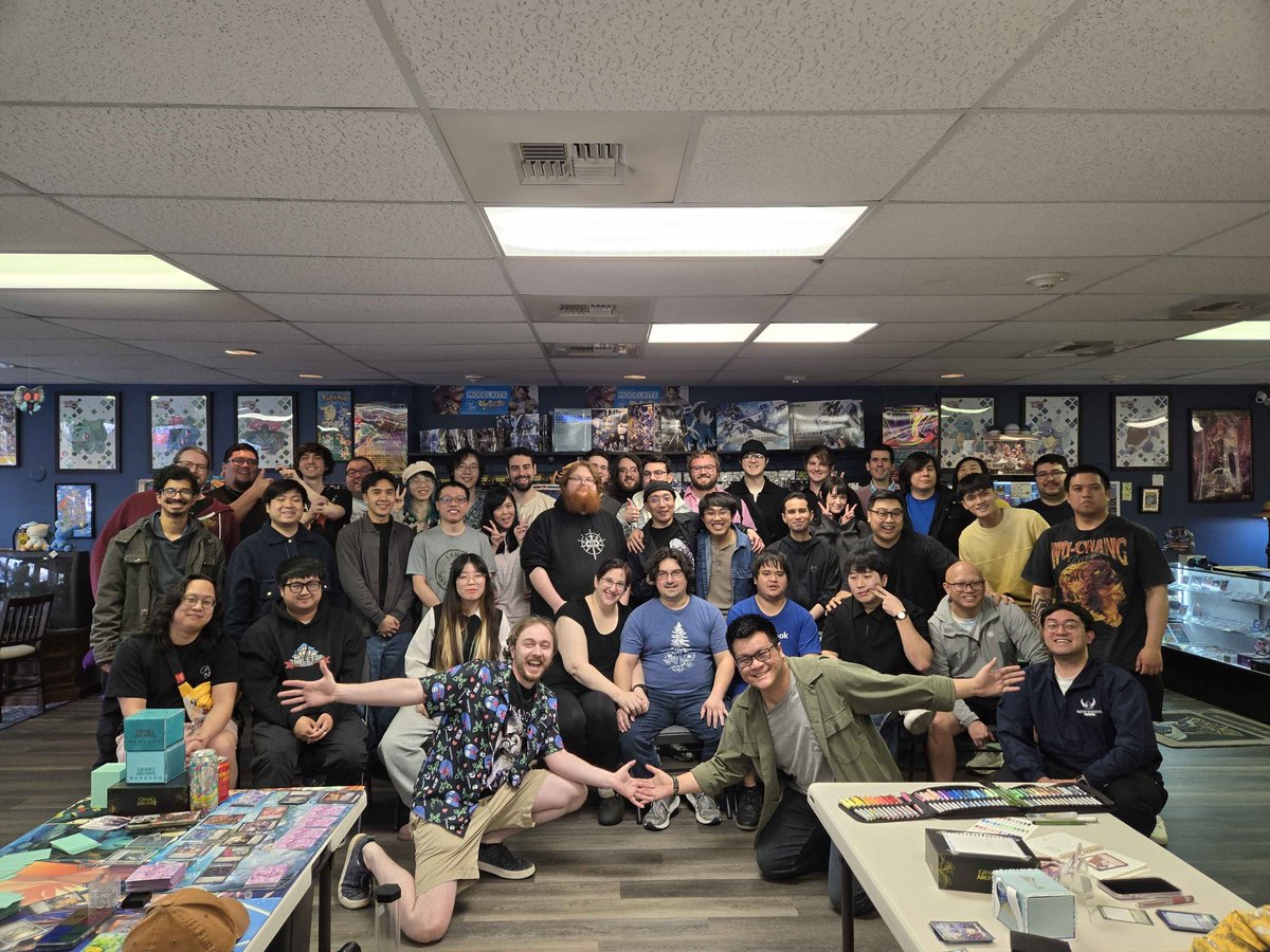 stu_spaceman's tweet photo. Over 40 players showed up for our Grand Archive pantheon potluck! Curio is the #1 Grand Archive store in the PNW and it's not even close ❤️ @sylidar @grandarchivetcg  Seattle regionals when? 🙌🏻 https://t.co/1zEfjleR3x