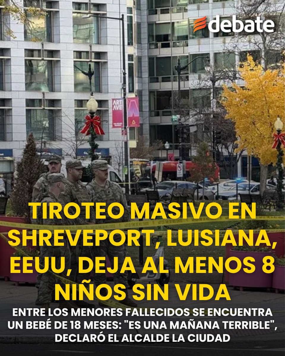 ELDEBATE's tweet image. 💔🇺🇸 Luto en EEUU: tiroteo deja al menos 8 niños sin vida

Un violento tiroteo en Shreveport, Louisiana, ha conmocionado al país:
👉 al menos 8 menores, de entre 18 meses y 14 años, perdieron la vida en un ataque ocurrido la madrugada de este domingo.

#EEUU #Louisiana #Tiroteo