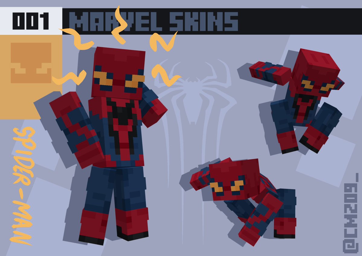 CmZ09_'s tweet image. THE AMAZING SPIDER-MAN SKIN

#minecraft #blockbench #skin #spiderman