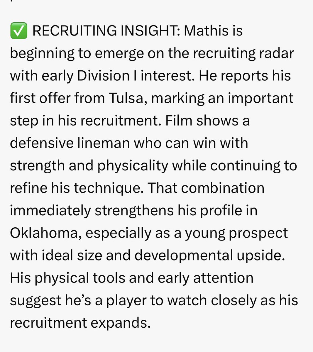 Cash Mathis- 6’’4”~265# Class of 2028 tweet media