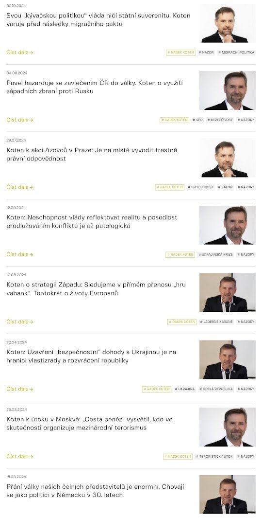 1/3 Berme ruské výhrůžky vážně, říká vládní poslanec za SPD Radek Koten. A pak si otevřeš ruský státní propagandistický Sputnik, který je nástrojem ruské válečné propagandy proti ČR, a na něm vidíš ten obrovský rozsah, v jakém vládní poslanec s ruskými státními válečnými