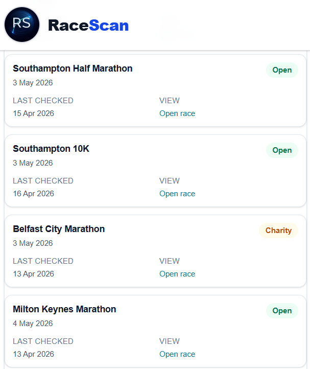 RaceScanUK's tweet image. Scrolling endless race cards = slow.

So I built a list view 👇

Now you can:
→ Compare races instantly
→ See if entries are actually open
→ Find your next race faster
racescan.co.uk
If you run (or know someone who does), this is worth a look 👇