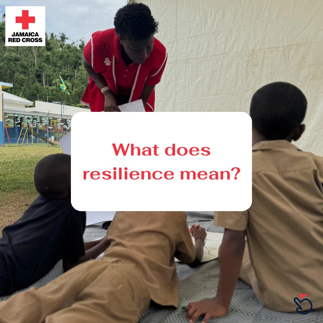 Jamaicaredcross's tweet photo. Resilience means anticipating risks, coping with crises &amp; recovering while protecting long‑term wellbeing. Resilience is part of the foundation of our Recovery Strategy. 

💬 What does resilience mean to you?

#RecoveryInAction #BuildingBackStronger #JamaicaRedCross #Resilience https://t.co/rW4pOebglH