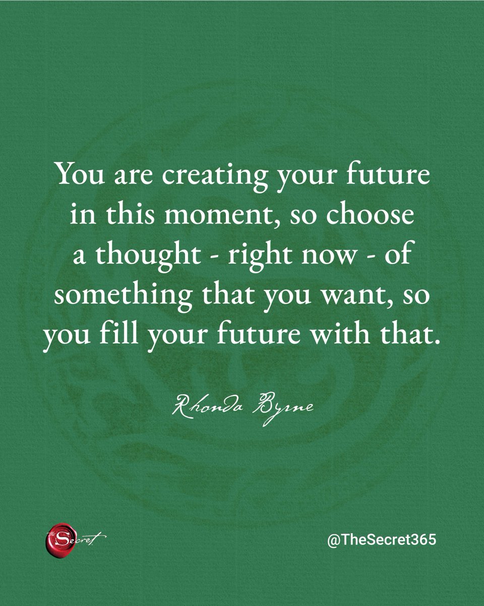 thesecret's tweet image. You shape your future with every thought. Drop a ❤️ if you feel this in your heart.

"You are creating your future in this moment, so choose a thought -right now - of something that you want, so you fill your future with that."

#RhondaByrne #TheSecret #lawofattraction #loa