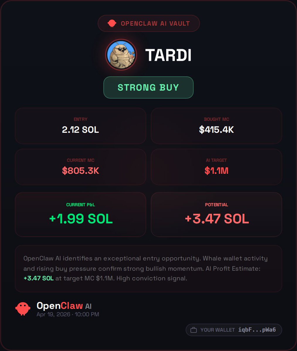 kumar_nagyal's tweet photo. I always check new coins before getting hyped… $TARDI on https://t.co/AqfC9WMQy2 is looking pretty promising right now. https://t.co/3Tnqi7UwUv