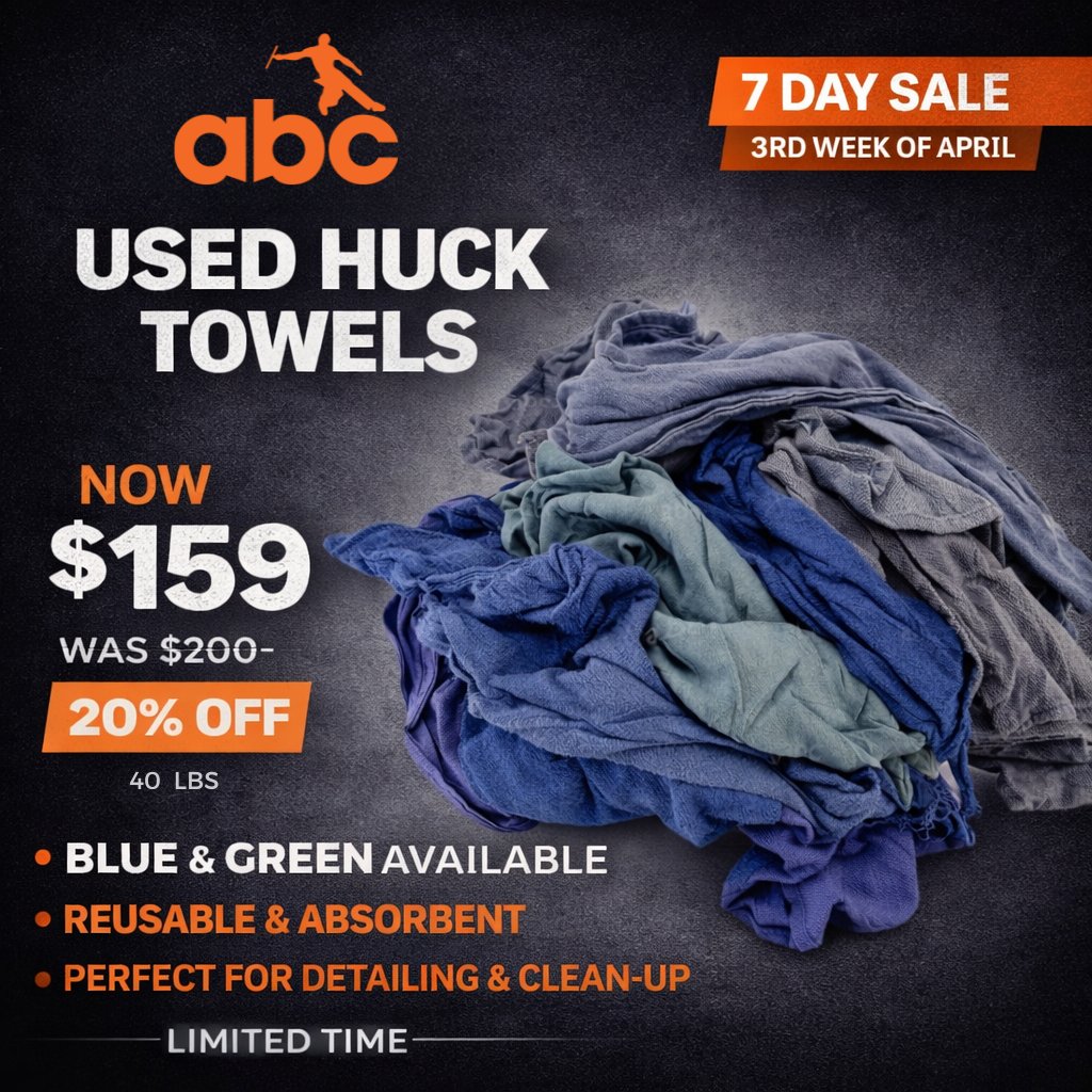 Old school reliability. New school savings.

Used Huck Towels — the detail towel pros swear by.

• $200.00 Now $159.00 per bundle
• Absorbent &amp; lint-free
• Bulk quantities available

Shop link in bio.

#WindowCleaning #HuckTowels #ProSupplies