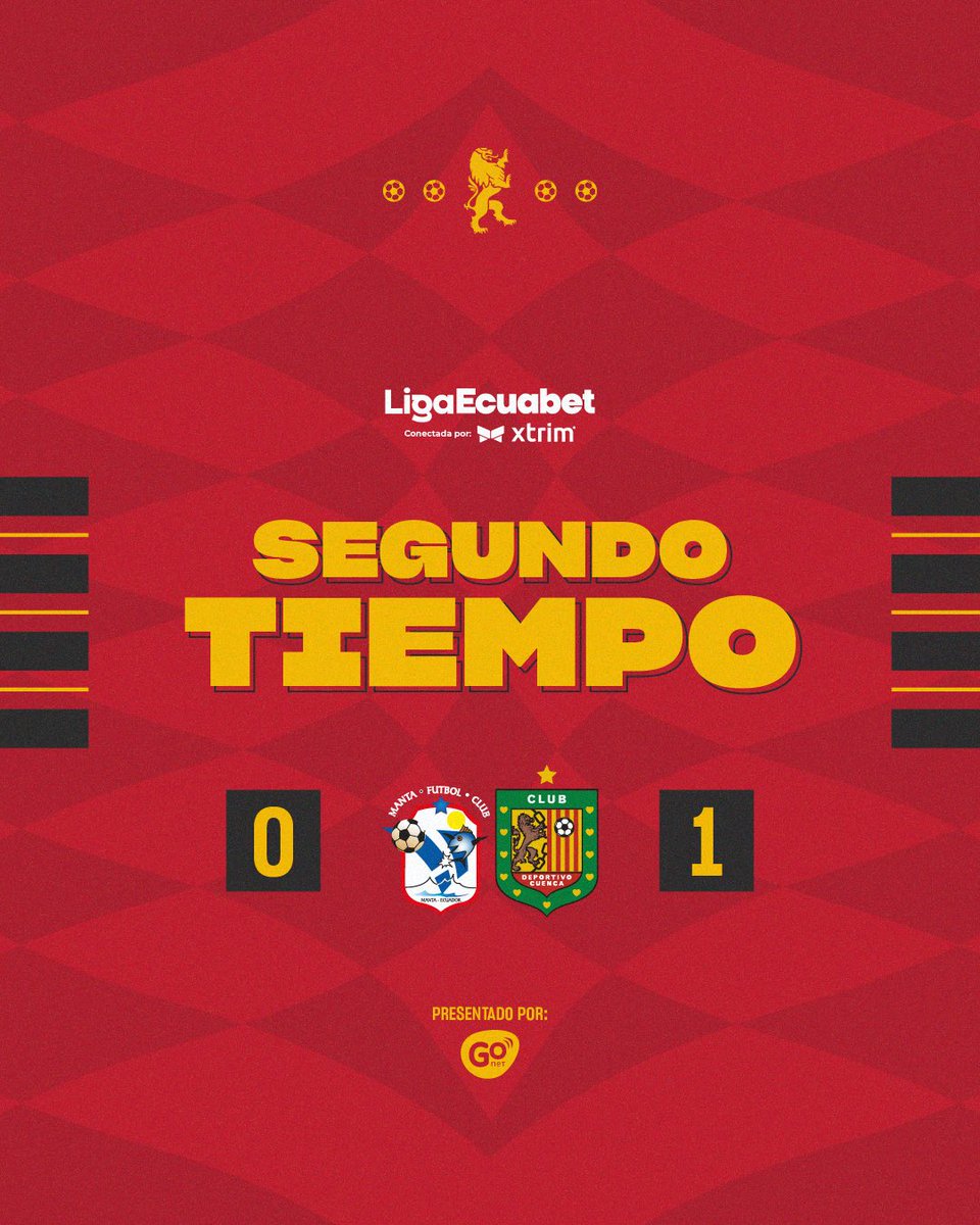 DCuencaOficial's tweet photo. ⚽️¡Comienza el segundo tiempo!⚽️
Presentado por #GoNet
#MantaFC 🆚 #DCuenca
#Fecha9
#LigaEcuabetConectadaPorXtrim
#VamosCUENCA 🔴⚫️ https://t.co/XNTwwJtVJj