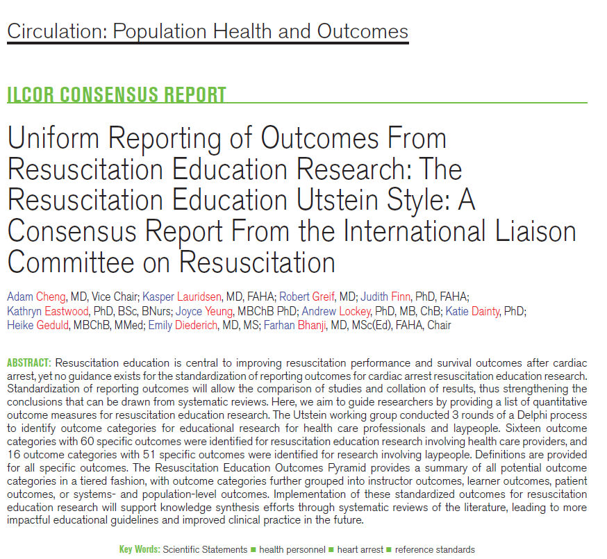 AHAScience's tweet photo. Published today, this consensus report:

➡️ Introduces the first global framework to standardize how outcomes in resuscitation education are reported and measured.
➡️ Strengthens the ability to compare studies, generate high-quality evidence, and inform future American Heart Association and @Ilcor_org guidelines.
➡️ Supports more effective training strategies that help improve resuscitation performance and save more lives