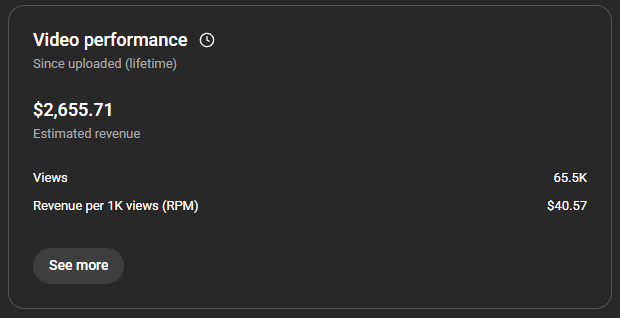 InfernoYTA's tweet photo. This RPM is the reason why I prefer boring niches with 2-4 hour long videos. https://t.co/L1TExfJLRL