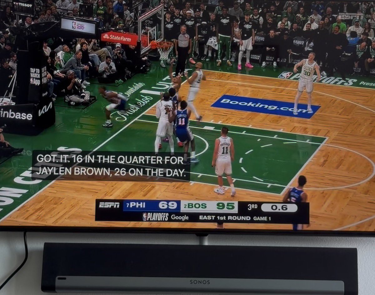 brainpote's tweet photo. Such bullshit in this #Celtics vs. #Sixers game!!! You can clearly see there are .6 seconds left after @TyreseMaxey makes this layup smh #nbaplayoffs https://t.co/nf2PJs1AWU
