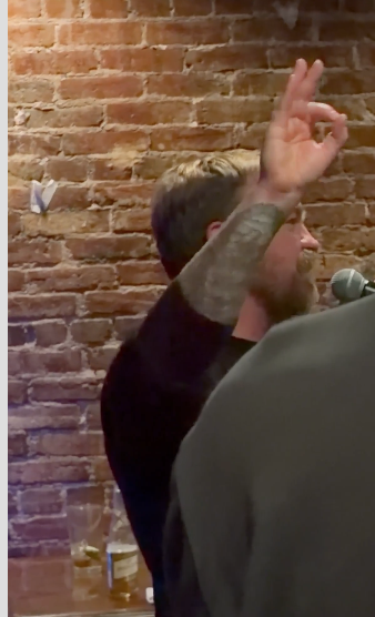 CalLocale's tweet photo. @libsoftiktok @CNN @MSNBC @nytimes @AP @elonmusk He also did a 'white power' symbol. Source: OrganizerMemes video dated 3/19 at 10:10PM. You can see it at about 48 seconds in. https://t.co/hEu5MzRnVt
