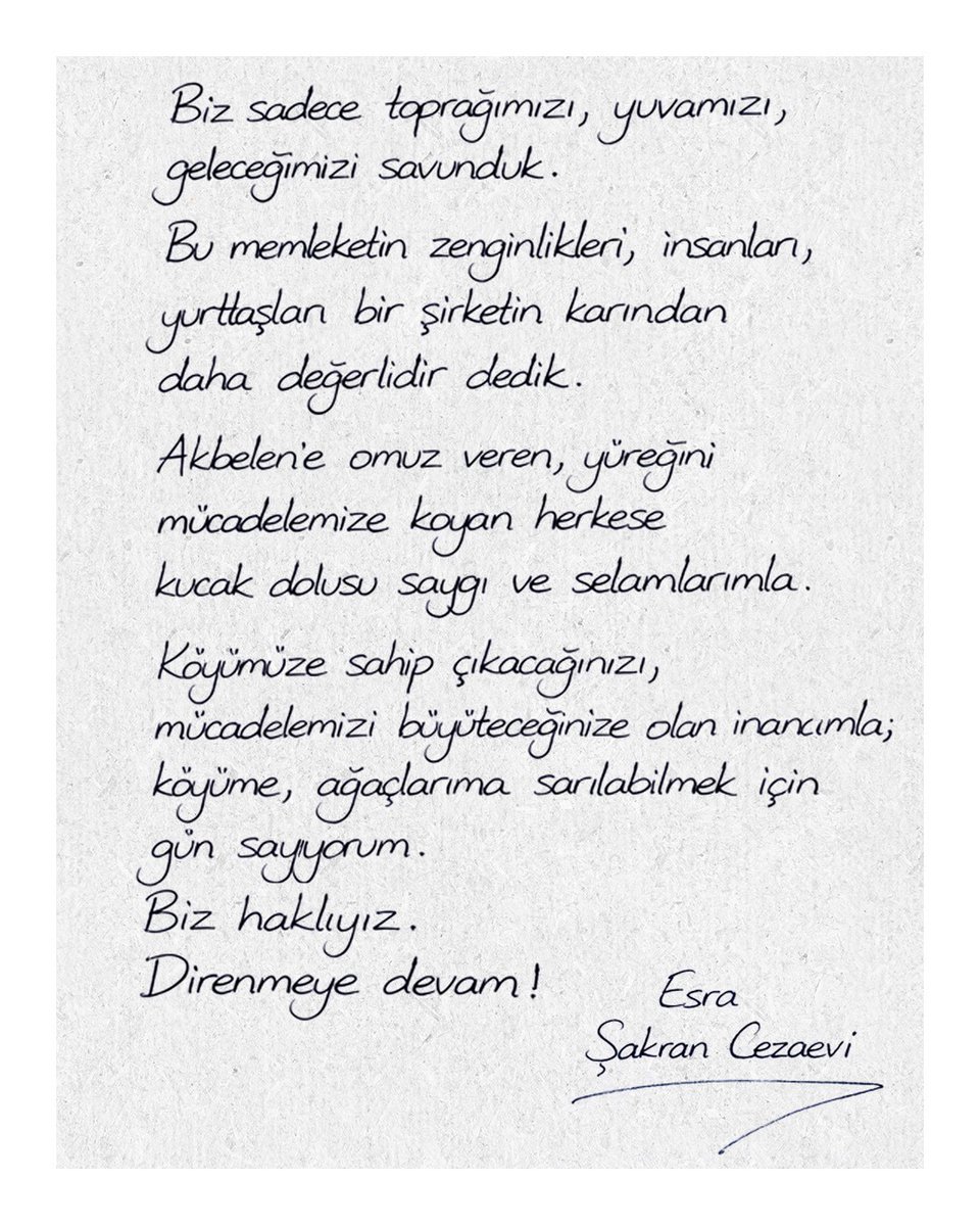 ikizkoydireniyo's tweet photo. DİRENMEYE DEVAM! 

20 gündür Şakran cezaevinde sürgün olan Esra'mızın yeni mektubunu kamuoyuyla paylaşıyor, herkesin dikkatlice okumasını istiyoruz. 

Ülkemize adalet gelmesi için acele yürütme durdurma ve Esra'mızın serbest kalmasını bekliyoruz! https://t.co/wOqVGElH1y