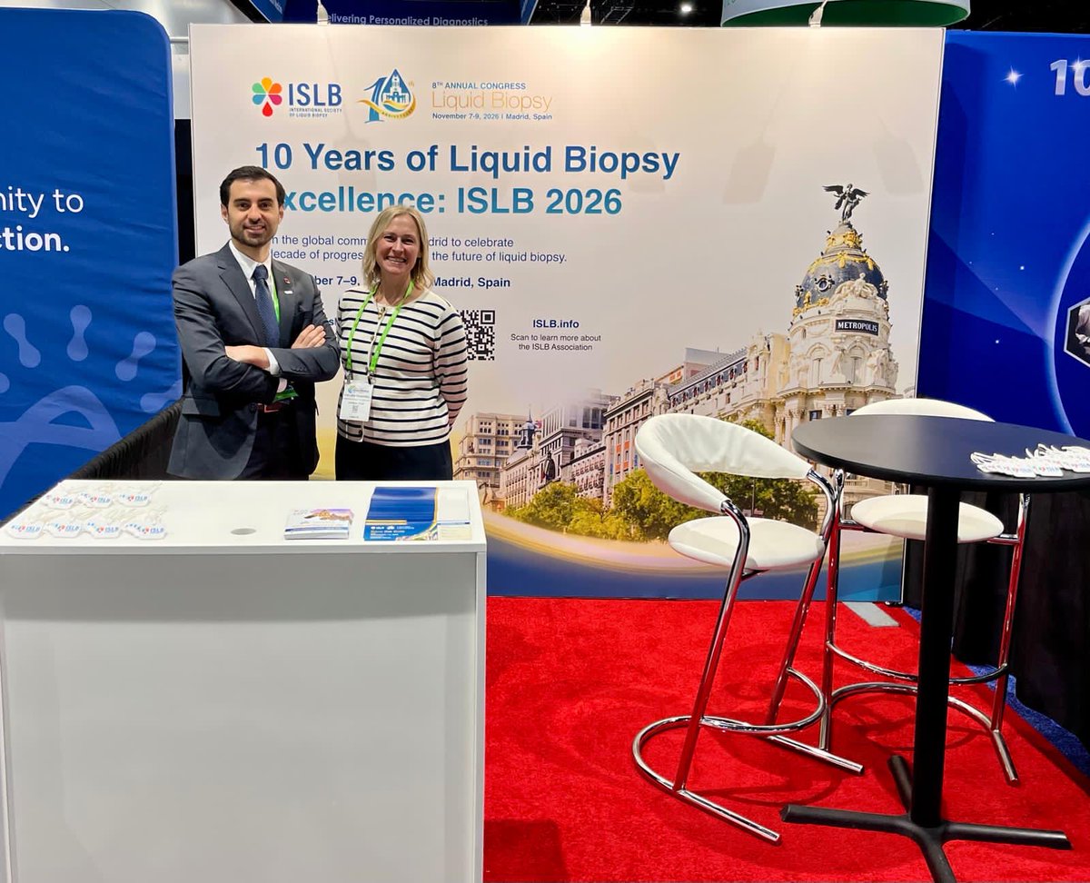 isliquidbiopsy's tweet photo. 🚀 We're live at #AACR2026! 🎉

Our booth is officially open and we couldn't be more excited to be here! A huge shoutout to #ChelseaPrangnell and @RobertoBoreaMD for representing us in the exhibitor area today!

This year is extra special as we celebrate 10 Years of Liquid Biopsy Excellence and gear up for the ISLB 8th Annual Congress, November 7–9, 2026 in Madrid, Spain 🇪🇸

Are you at AACR? Come visit us at our booth!  We'd love to connect and talk about all things liquid biopsy!

@UmbertoMalapel1 @UmbertoMalapel1
@ElJanLe  @drgandara @MJOSESERRANO19 
@ChristianRolfo @DrYukselUrun @ErulEnes @ReduzziCarol  @jlb_islb @ddemiguelperez  @PasqualePisapia @Al3ssandroRusso
@eleonora_nicolo @DrMirallas
