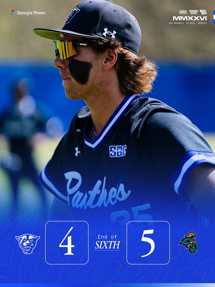 GSU_Base's tweet image. Close one after 6.

#LightItBlue | #BLB