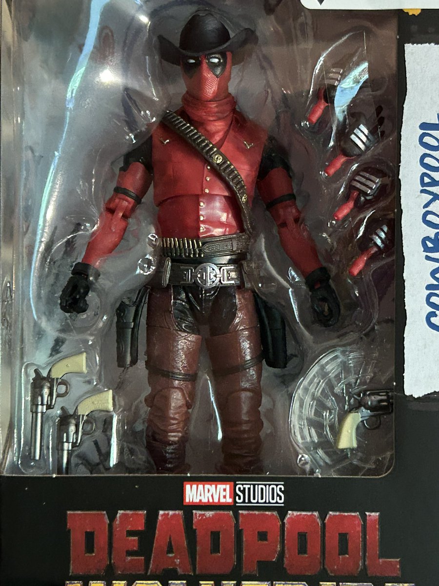evilekim33's tweet image. COWBOYPOOL 🤠 VERY COOL! 👍 
I have a couple of fun ideas for head swaps on this figure, but yeah, either way I couldn’t resist after seeing him in person. I may as well complete the set now and buy my LEAST favorite, Cassandra Nova 😝 Yikes! Great wave! #DeadpoolAndWolverine
