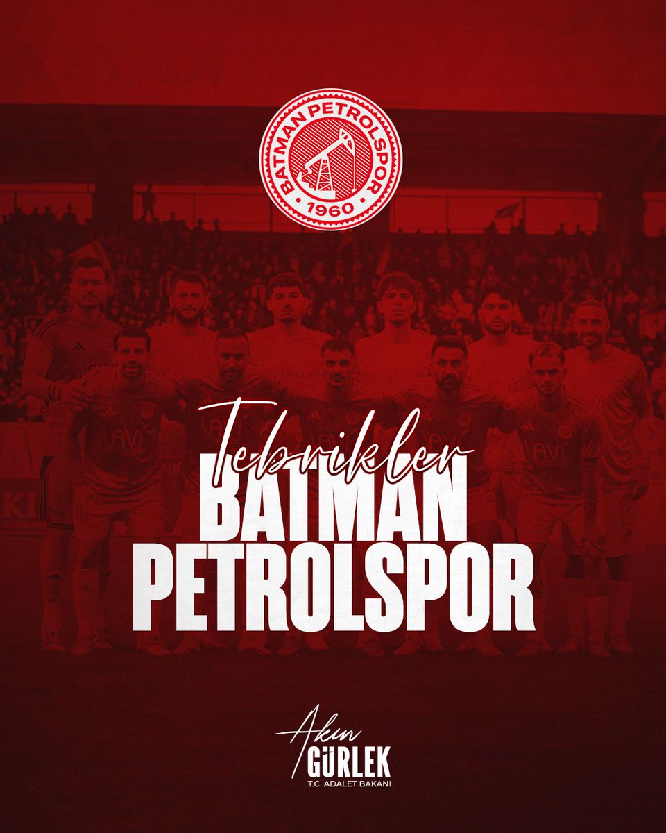 Trendyol 1. Lig’e yükselen Batman Petrolspor’u kutluyor; futbolcuları, teknik ekibi ve yönetimi tebrik ediyorum. 👏🏻👏🏻👏🏻

Yeni sezonda mücadele edecekleri Trendyol 1. Lig’de başarılar diliyorum.