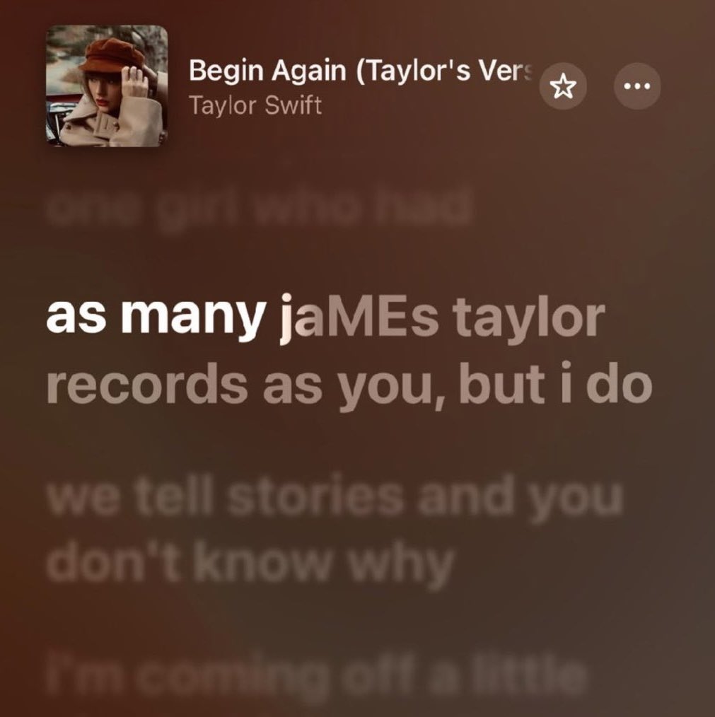 two years ago, the ttpd word search was hidden in the lyrics of ‘begin again’ on apple music

the ‘ME’ in jaMEs taylor was capitalized, confirming the long-held gaylor theory that taylor is james in the folklore love triangle

april 18, 2024