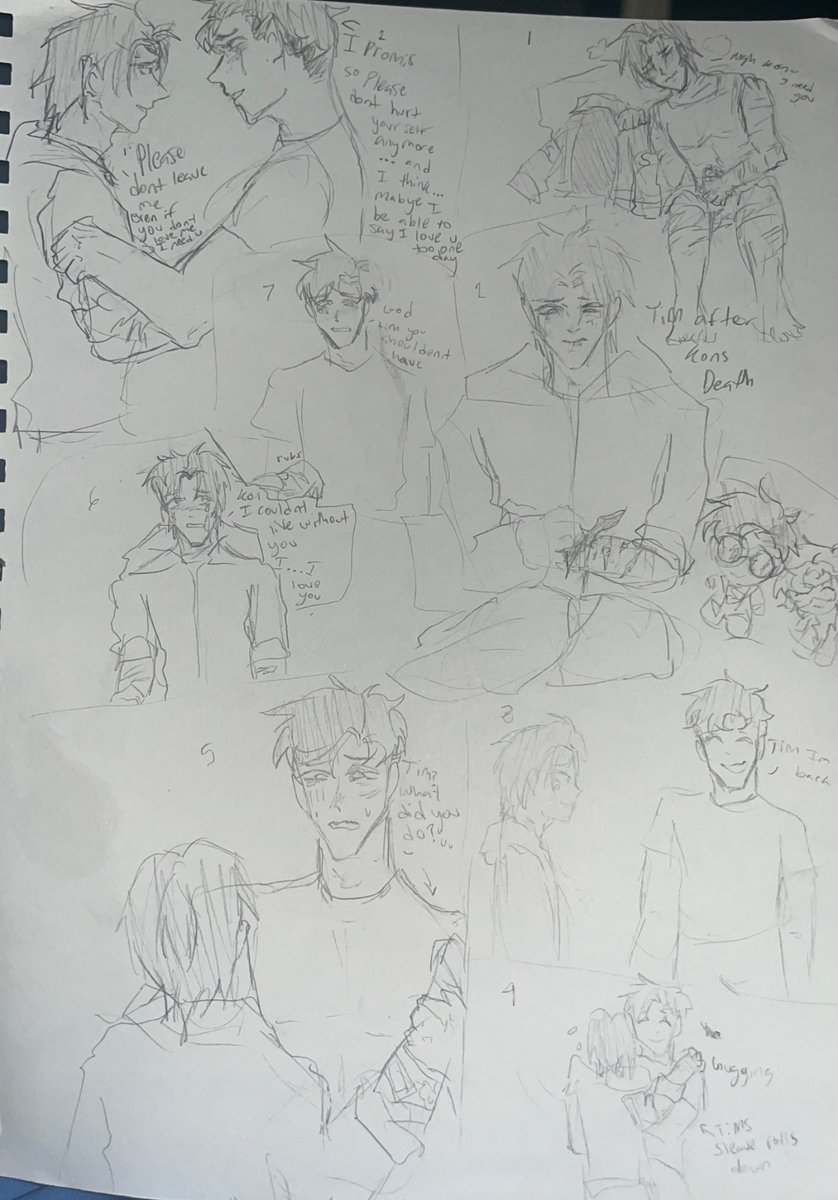 Mil0_XP's tweet photo. Tried making a Tim drake angst comic but idk I don’t rlly like it it’s basically Tim just missing kon when he died then him coming back and then being gay or whatever I numbered it but it’s kinda hard to read sorry 😞 #timkon #timdrake #DC https://t.co/d2dMiu33Eh