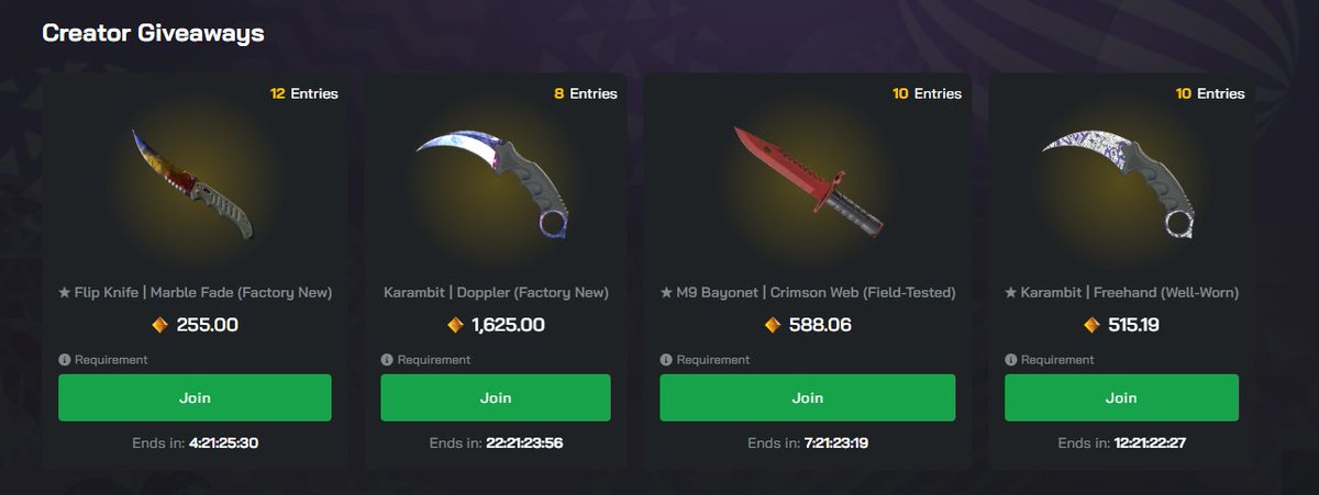 NEW KNIFE GIVEAWAYS &amp; $10K LEADERBOARD!

clash.gg/affiliate/crea…