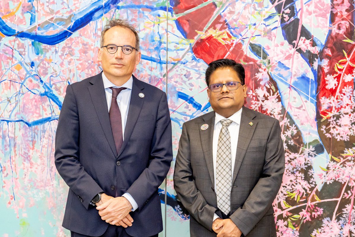 Ashni_K_Singh's tweet photo. Delighted to sign on behalf of #Guyana, the @WorldBankGroup Establishment Agreement with the @IFC_org Vice President for LAC, Mr. @agarmora, during the 2026 Spring Meetings of the @IMFNews and WBG, in Washington DC, USA. https://t.co/OqC9071P2Z