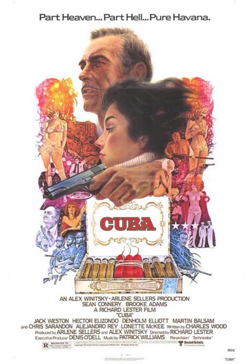 ClassicHBOGuide's tweet image. The Movie Channel April 1981 - Sean Connery in the overlooked drama: CUBA - guide ad, original one sheet, original @nytimes and @TIME review #1970s #Cuba #RevoluciónCubana #cinema