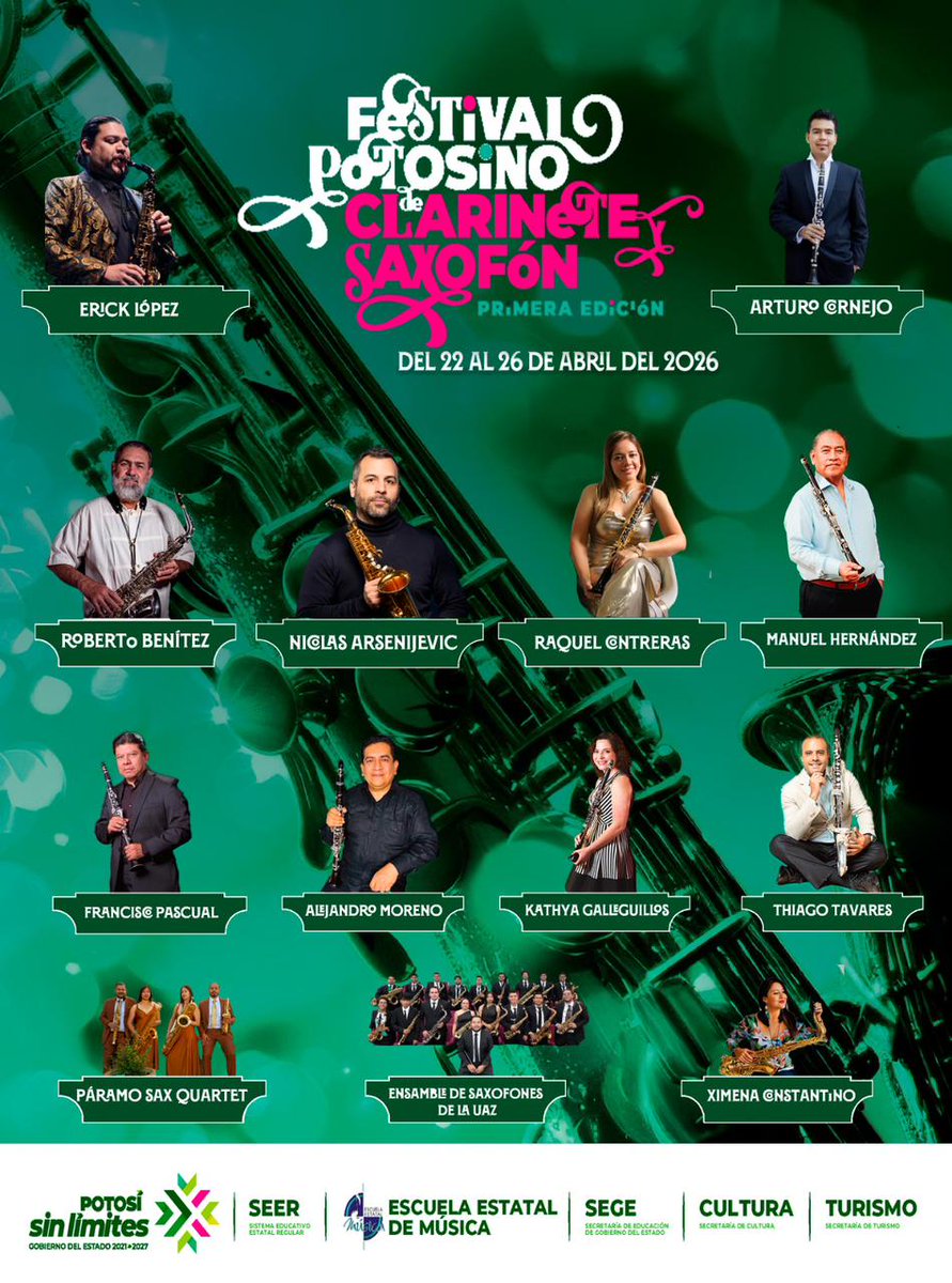 Planoinforma's tweet image. 🎷🗓️ Presentan  cartelera del Primer Festival Potosino de Clarinete y Saxofón 2026 con agenda del 22 al 26 de abril, en coordinación con dependencias estatales, consolidando una oferta cultural para las y los potosinos 🔗 tinyurl.com/mrxe2nyr
#SLP