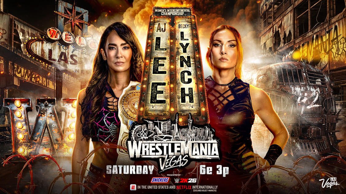 LetMeSeeWag1's tweet photo. AJ Lee Vs Becky Lynch (Intercontinental Championship) At @WWE Wrestlemania42 In Las Vegas Live On @Netflix Netflix
Becky Lynch Wins The Intercontinental Championship As She Defeats AJ Lee!! 
#wwe #wrestlemania #wrestlemania42 #netflix #letmeseewag1 https://t.co/gymrOnTsZJ