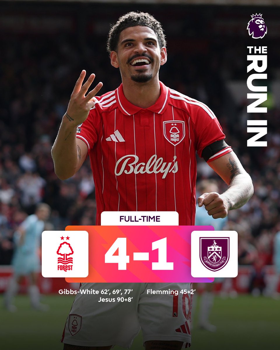 tiempofueraxela's tweet image. #PremierLeague 🏴󠁧󠁢󠁥󠁮󠁧󠁿
#Jornada33

¡RESULTADO FINAL!

#Forest 4-1 #Burnley

Anotaciones de Morgan Gibbs-White(3), Igor Jesus - Zian Flemming.