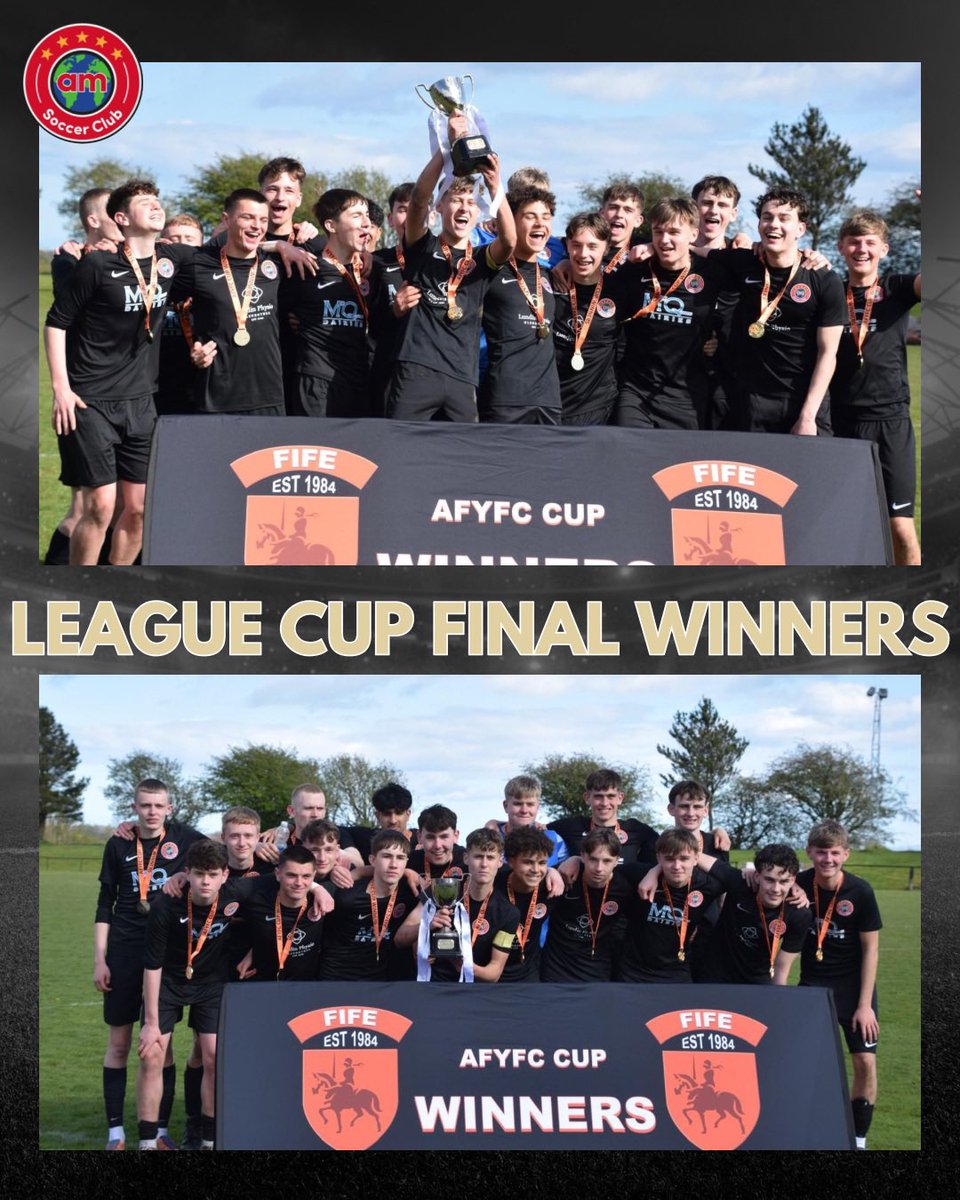 AMsoccer_Club's tweet photo. 🏆 LEAGUE CUP WINNERS 🏆

They’ve done it!!! 🔴⚫️🔥
Our 2009s kick off Cup Final Season in the best possible way — CHAMPIONS 🏆
A brilliant performance and a trophy fully deserved 👏
Thank you to everyone who came down and backed the boys - your support made the difference 🙌 https://t.co/lGZuMBgvVz