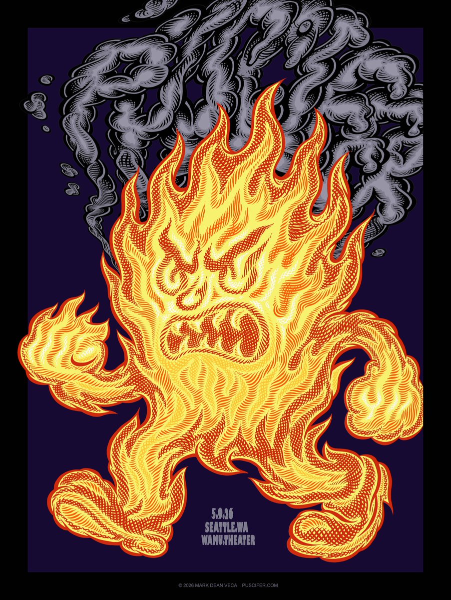 puscifer's tweet photo. Seattle, let’s see what you’ve got. The “Normal Isn’t” tour sets up at the WAMU Theater this evening. For any remaining tickets, visit https://t.co/rdF3a6w8QP. Limited-edition poster designed by @markdeanveca. The 18 x 24” poster is available in regular, foil, &amp; signed versions. https://t.co/ITmY0qfoKc