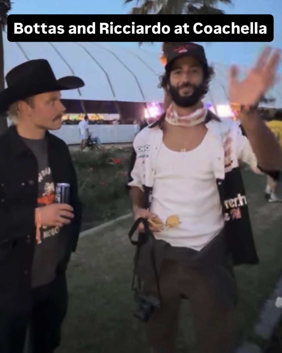 What a Coachella combo. 😅

Valtteri Bottas and Daniel Ricciardo having fun in California. 📸: Paul Ripke