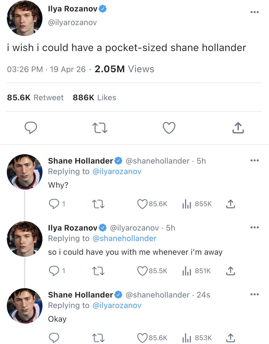 a mini #hollanov smau 

ilya wants a pocket-sized shane hollander