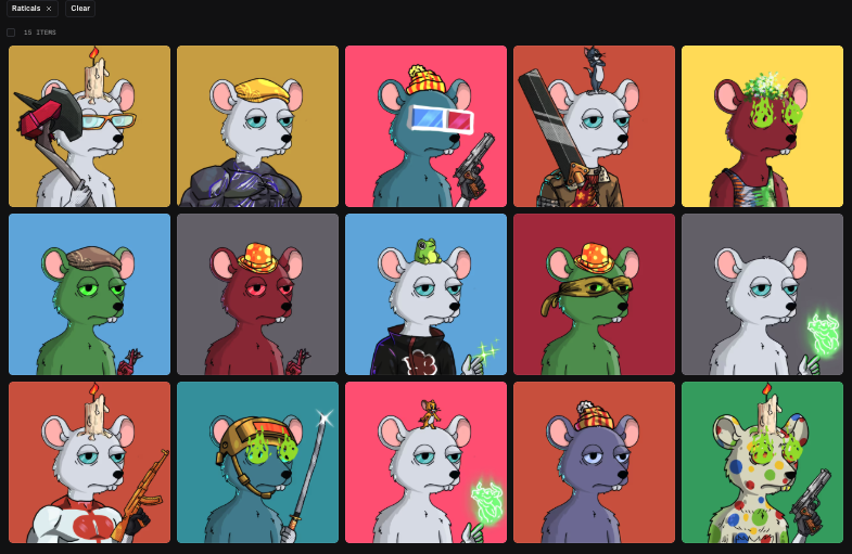 Sweeped some <a href="/RaticalsETH/">Raticals</a> from the floor 
Art looks clean 
Let’s see how this plays out