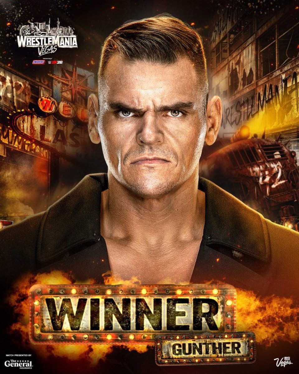 LetMeSeeWag1's tweet photo. Seth Rollins Vs Gunther (Singles Match) At @WWE Wrestlemania42 In Las Vegas Live On @Netflix 
Gunther Defeats Seth Rollins After An Interference From Bron Breakker 
#wwe #wrestlemania #wrestlemania42 #netflix #letmeseewag1 https://t.co/UBkUkVgylg