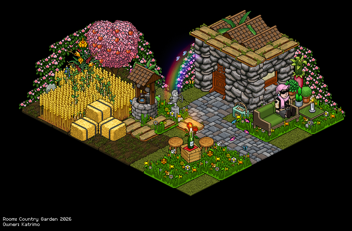 RollingDucky's tweet photo. The country side for me will always be a part off a life that is slower. Where you enjoy nature, and tend your plants.  @HabboOrigins https://t.co/K2hP6DlGKq