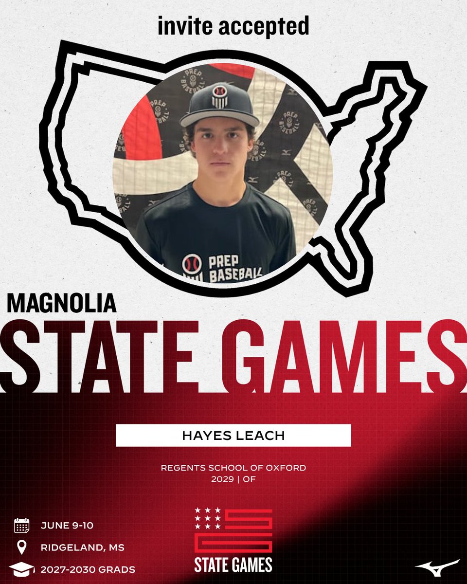 PrepBaseballMS's tweet photo. 📩 #𝐌𝐒𝐆𝟐𝟔: 𝐈𝐧𝐯𝐢𝐭𝐞 𝐀𝐜𝐜𝐞𝐩𝐭𝐞𝐝 ✅

@HayesLeach6 has officially accepted his invitation to the 𝐌𝐚𝐠𝐧𝐨𝐥𝐢𝐚 𝐒𝐭𝐚𝐭𝐞 𝐆𝐚𝐦𝐞𝐬. 👏

📍: Freedom Ridge Park | Ridgeland, MS
📅: June 9–10

Request your invite to the premier event of the summer in Mississippi at the link below. ⤵️

🖇️: https://t.co/fGinV3jX11
